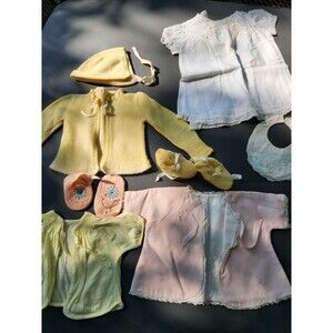Vintage Infant Baby  Doll Clothes Layette Lot Newborn Reborn Dolls